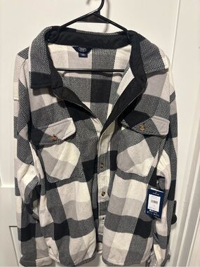 Chaps Black, Gray & Cream Plaid Shacket